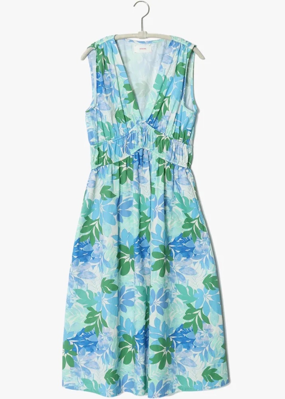 Xírena Cyra Printed Cotton Midi Dress Blue Sails Floral Print Blue Green XS Wome